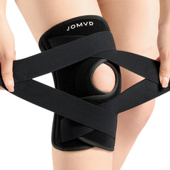 JOMVD knee brace with side spring stabilizers for enhanced knee stability during activity