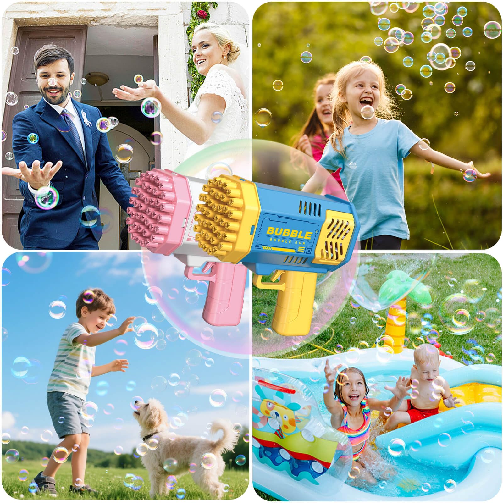 JONEG bubble machine kid-friendly use illustrates easy handling for kids