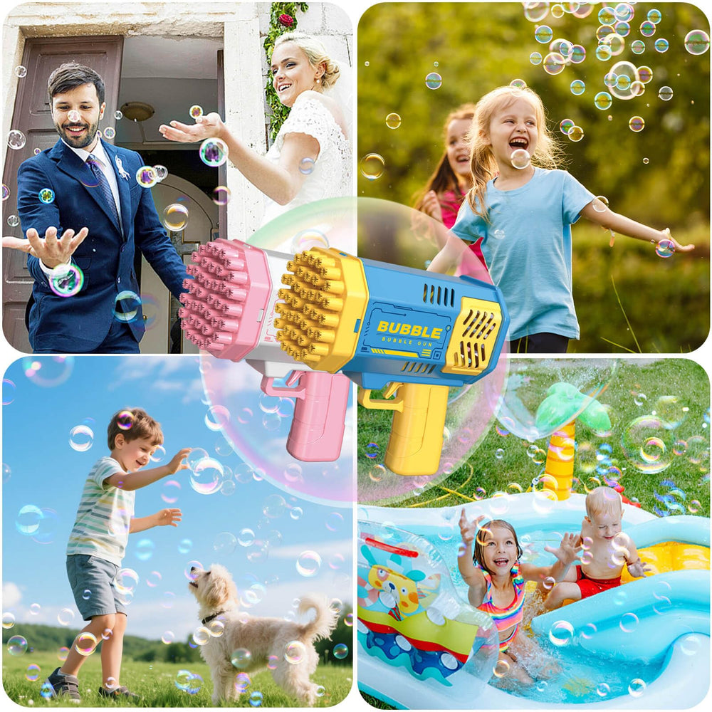 JONEG bubble machine kid-friendly use illustrates easy handling for kids
