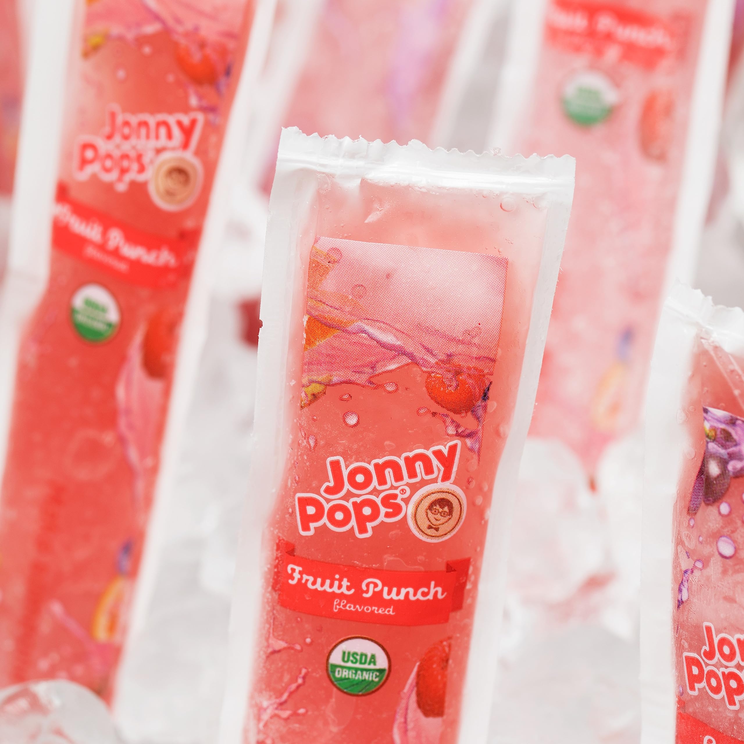 JonnyPops fruit punch close-up, colorful mix suggesting a fun summer option.