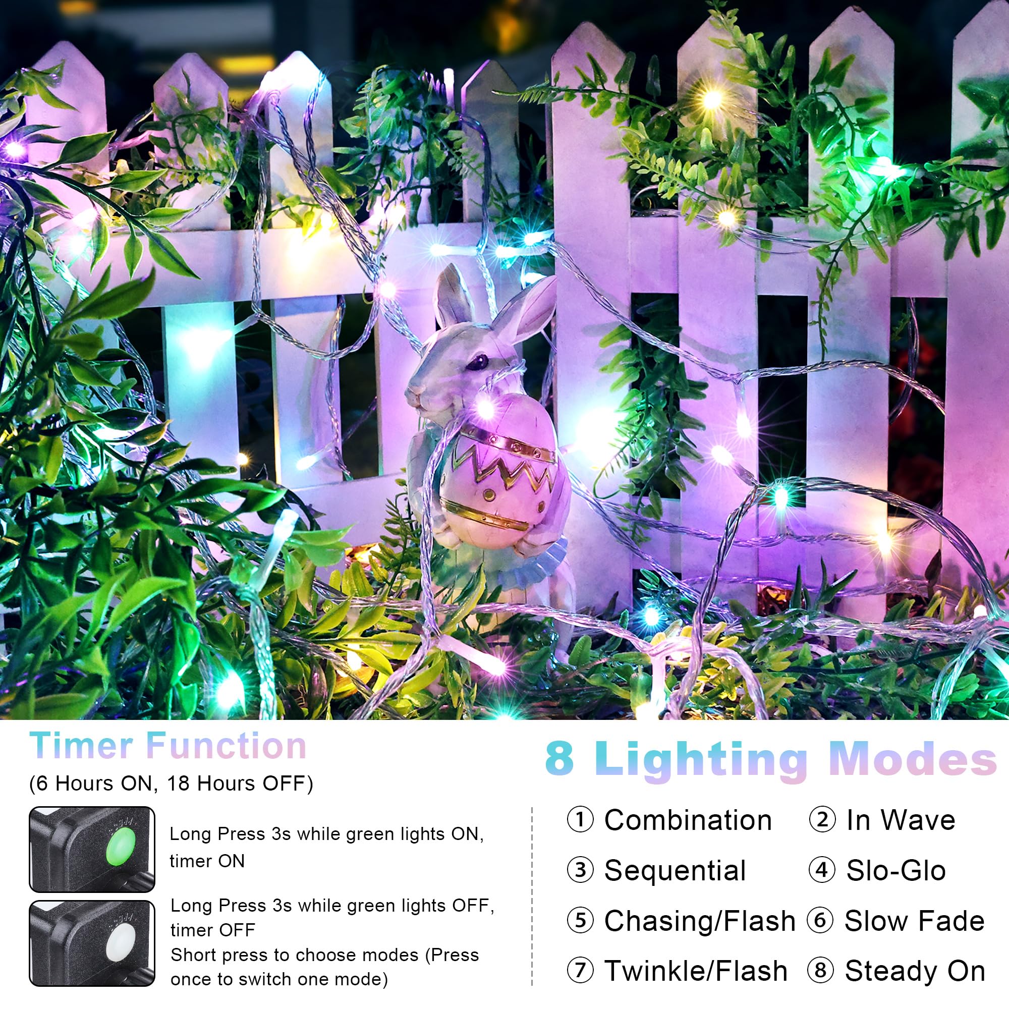 joomer timer Easter lights 8 modes with memory for effortless setup