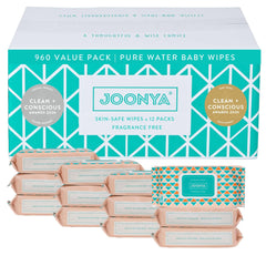 JOONYA unscented baby wipes bottle for fragrance-free, gentle cleansing.