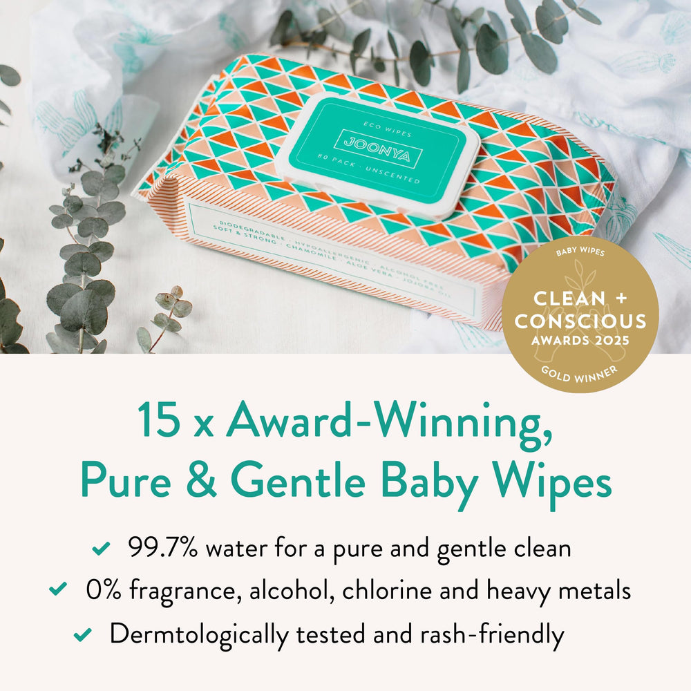 JOONYA unscented wipes box open for easy, on-the-go use.