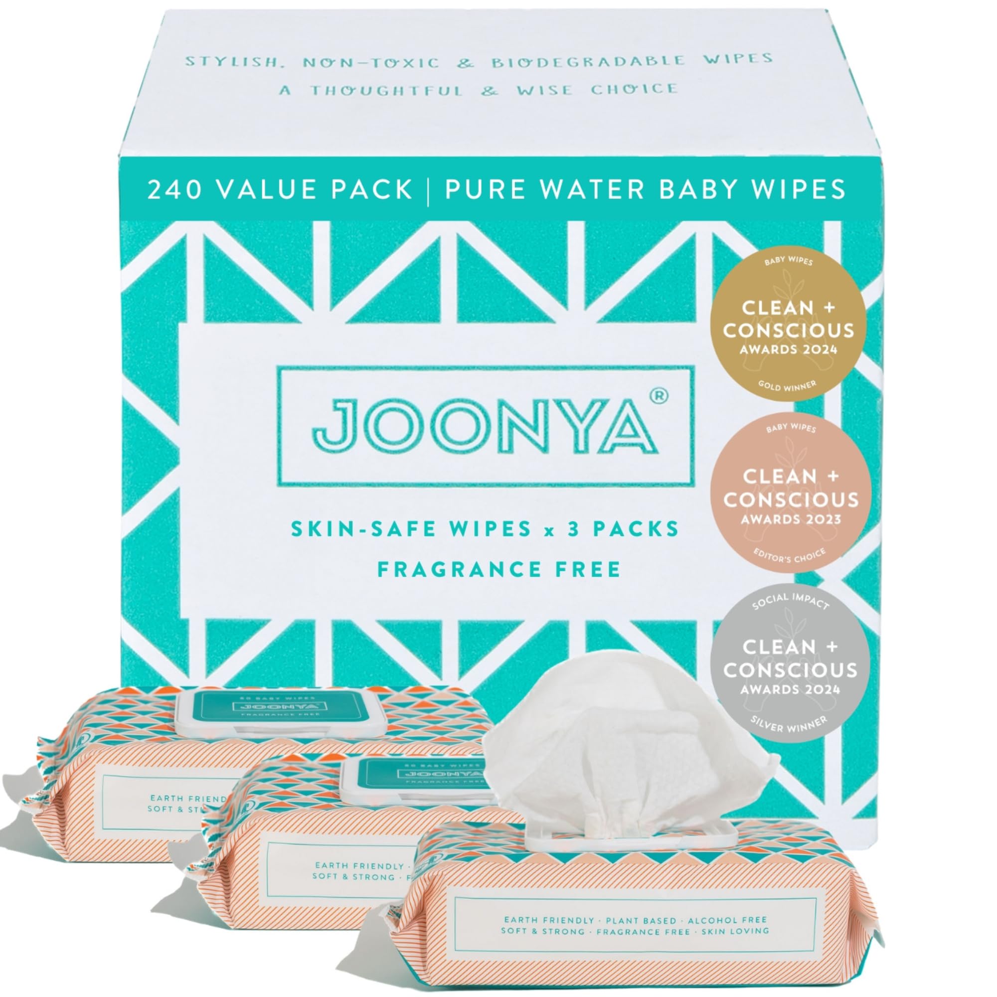 JOONYA unscented baby wipes bulk packaging for easy diaper changes.