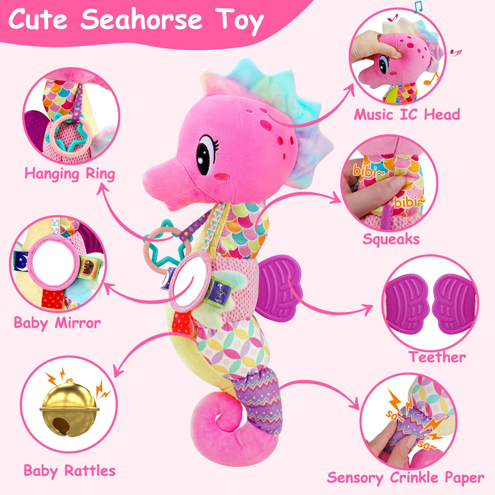Joosharkidz baby gift seahorse is a versatile newborn companion.