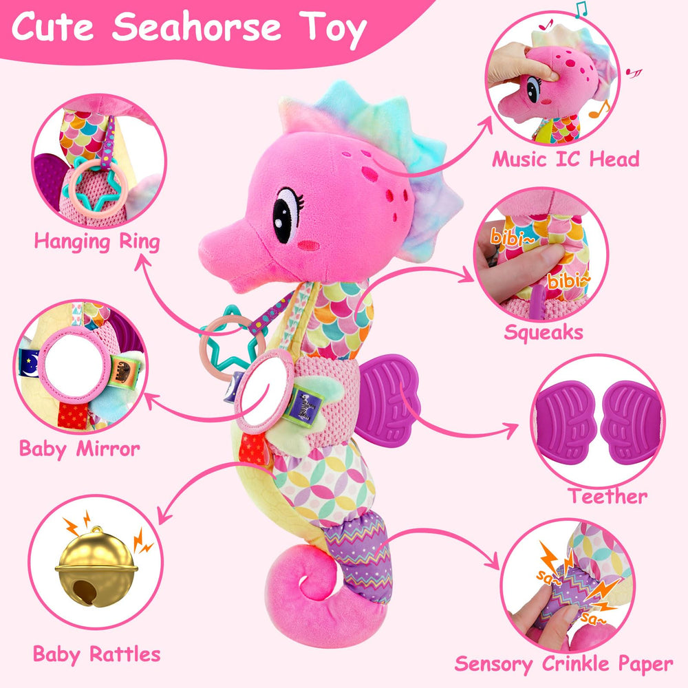 Joosharkidz baby gift seahorse is a versatile newborn companion.