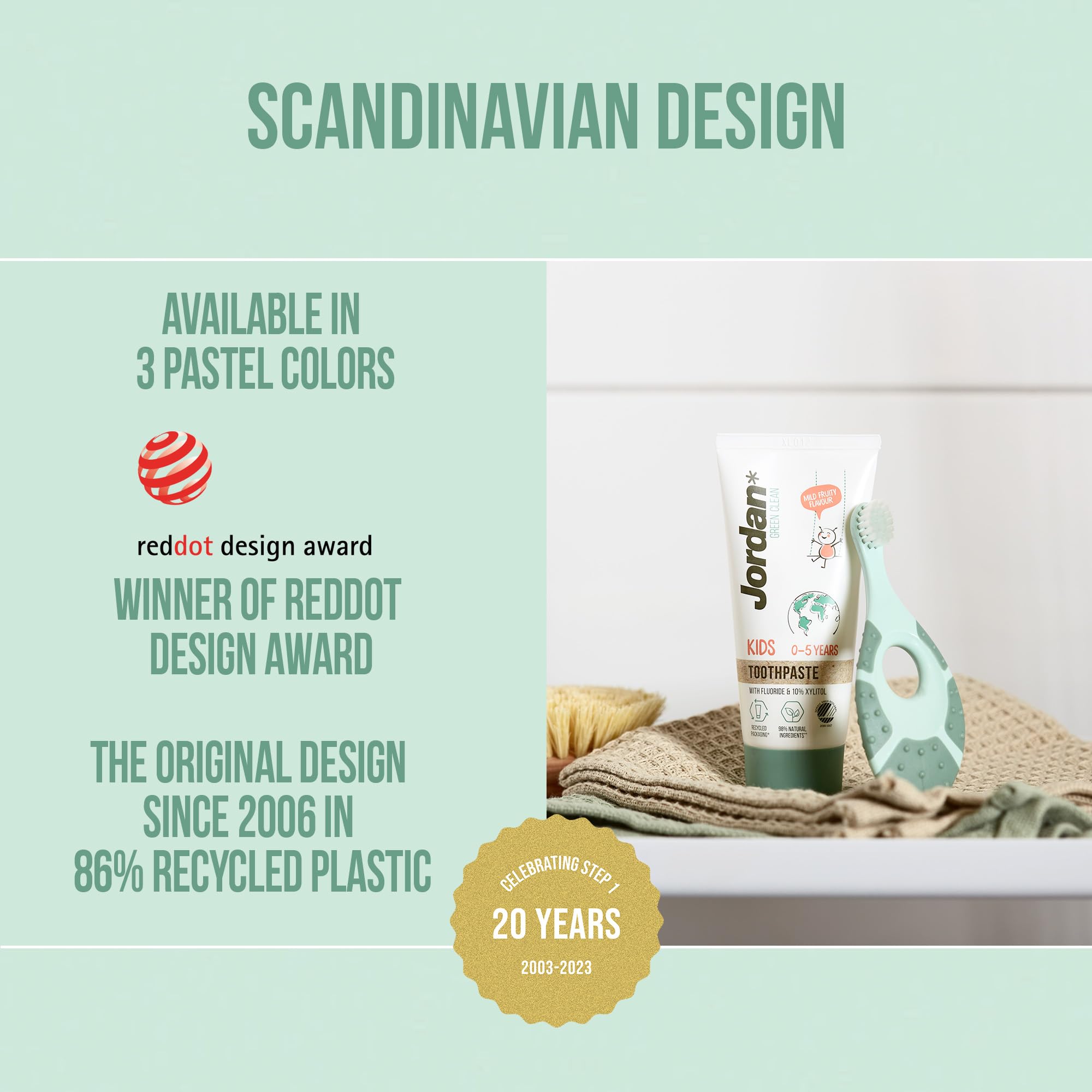 Jordan Green Clean three colour options displayed for kids
