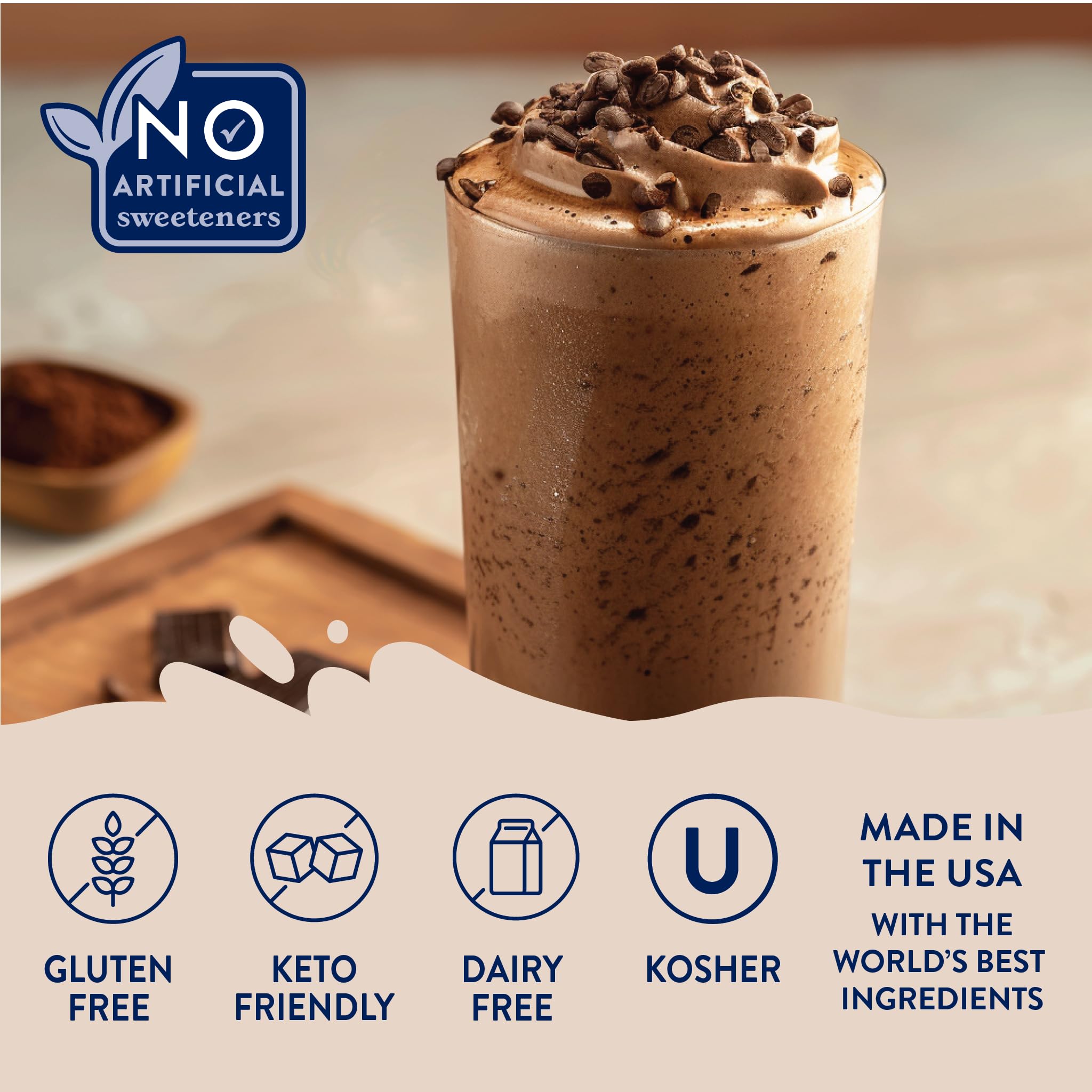 Dessert drizzle with Jordan's Skinny Mixes Chocolate Mocha Syrup
