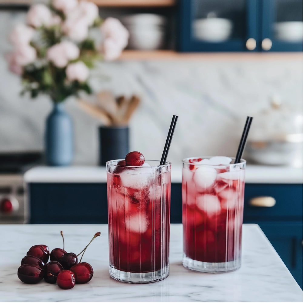 Cocktail or mocktail made with Jordan's Skinny Mixes syrup for bold flavor.