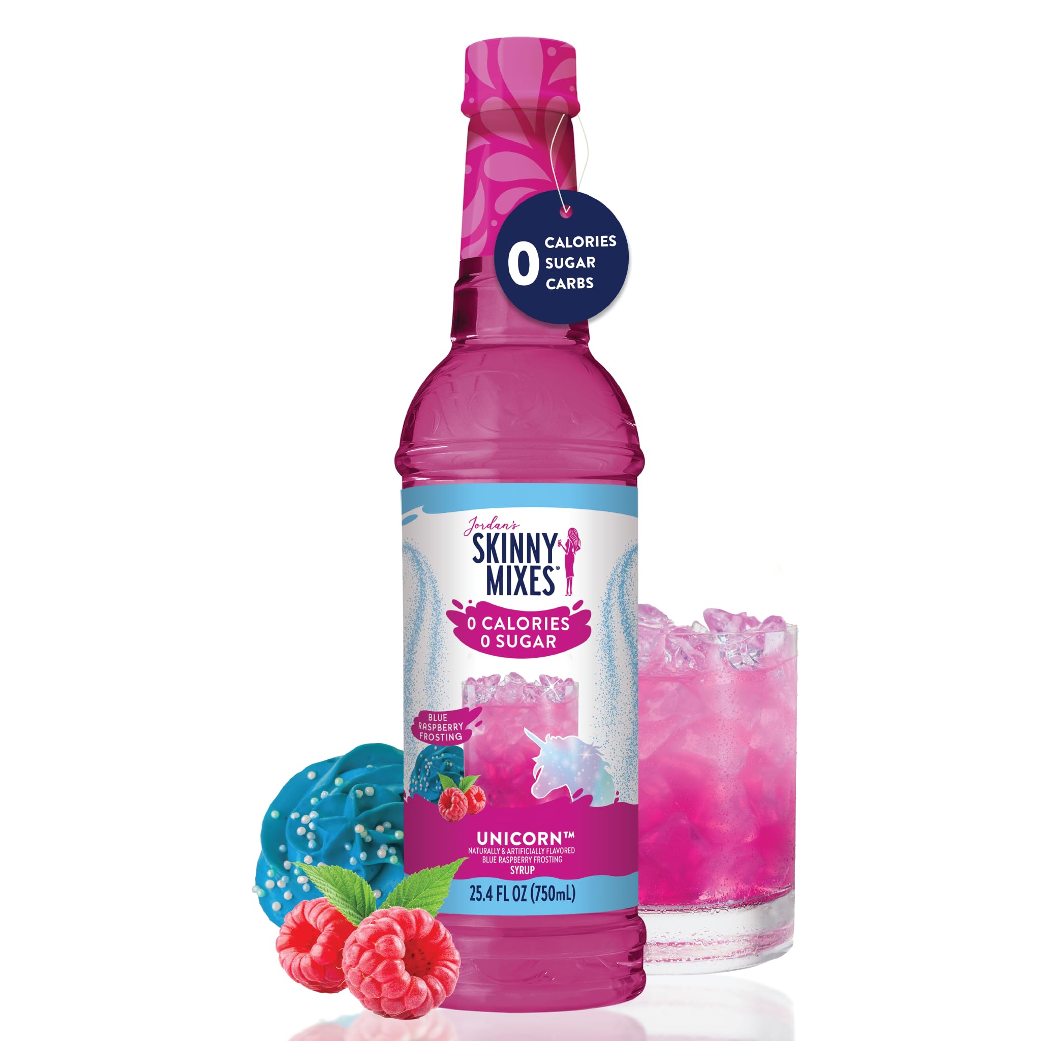 Jordan's Skinny Mixes Cotton Candy Syrup being mixed into sparkling water