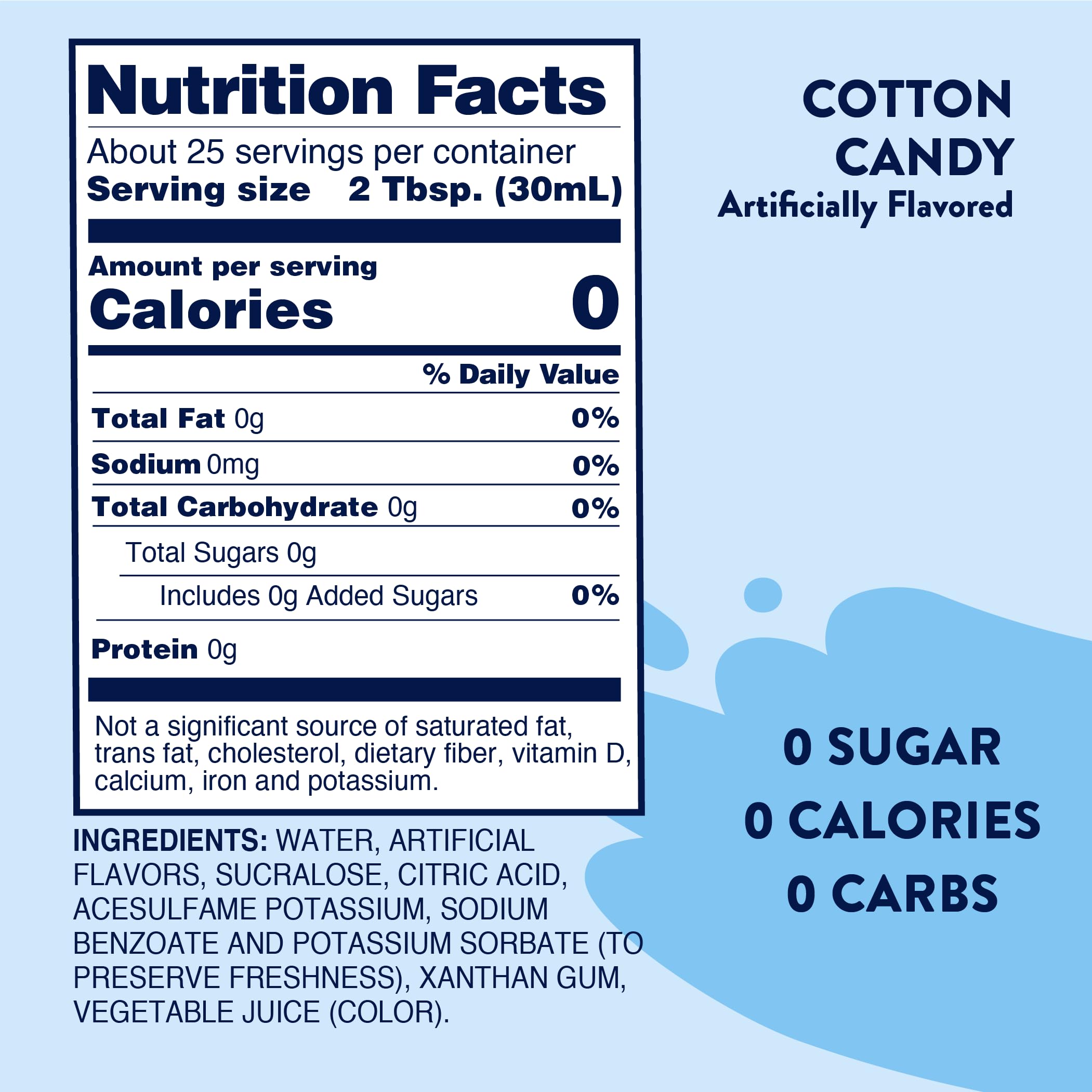 Jordan's Skinny Mixes Cotton Candy water enhancer in a sparkling glass.