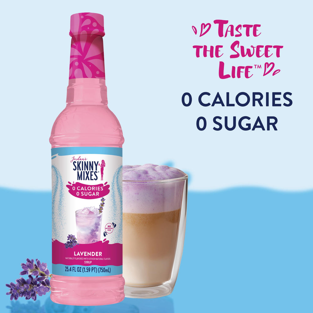 Close-up of Lavender Syrup bottle with clean ingredients for keto-friendly flavoring.