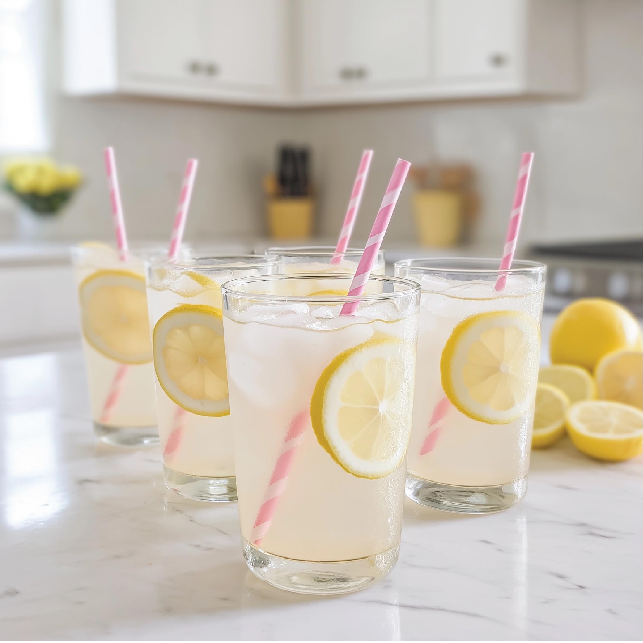 Mocktail setup with Jordan's Skinny Mixes lemonade syrup
