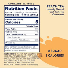 Glass of peach tea made with Jordan's Skinny Mixes syrup, refreshing and customizable.
