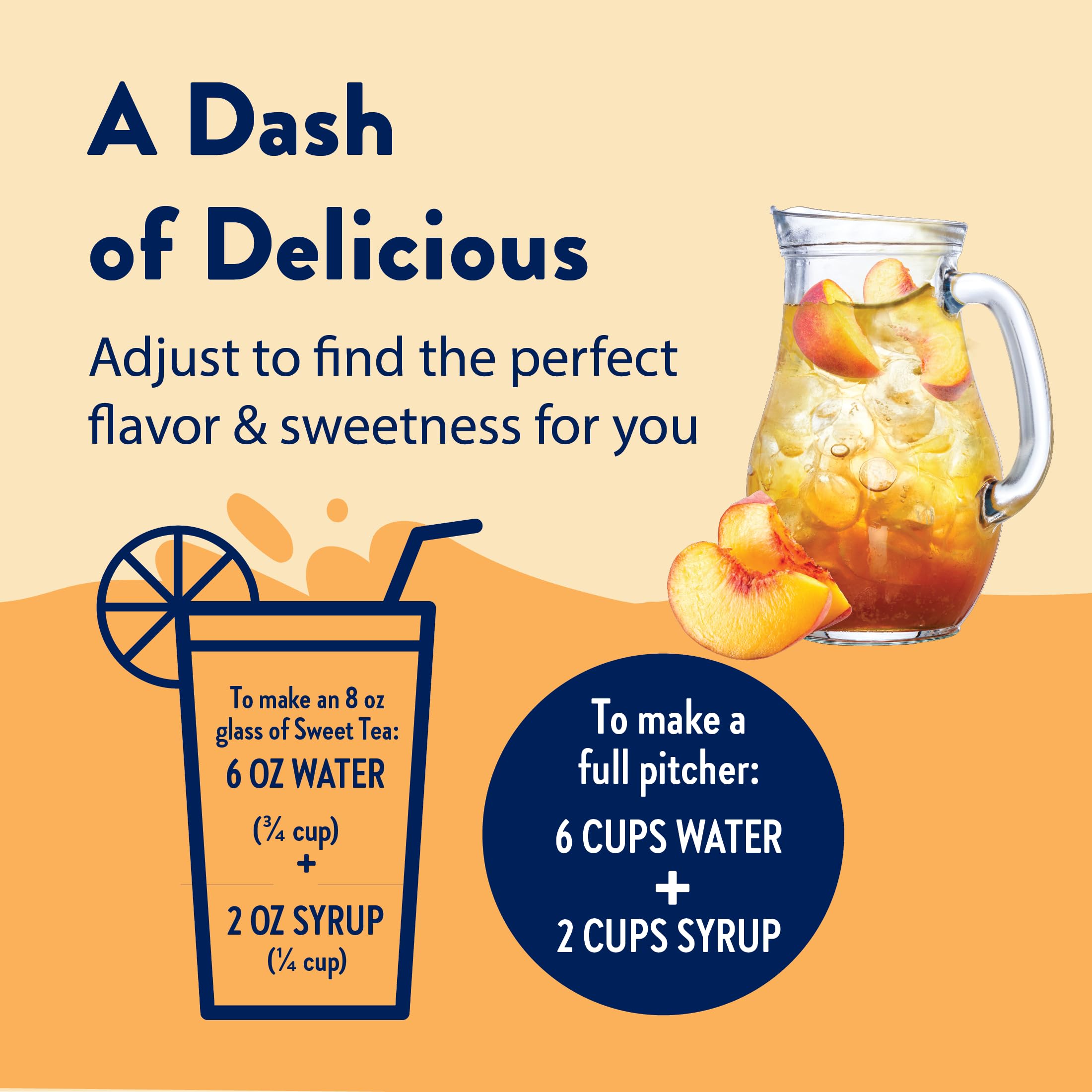 Lemonade glass enhanced with zero-calorie peach flavor.