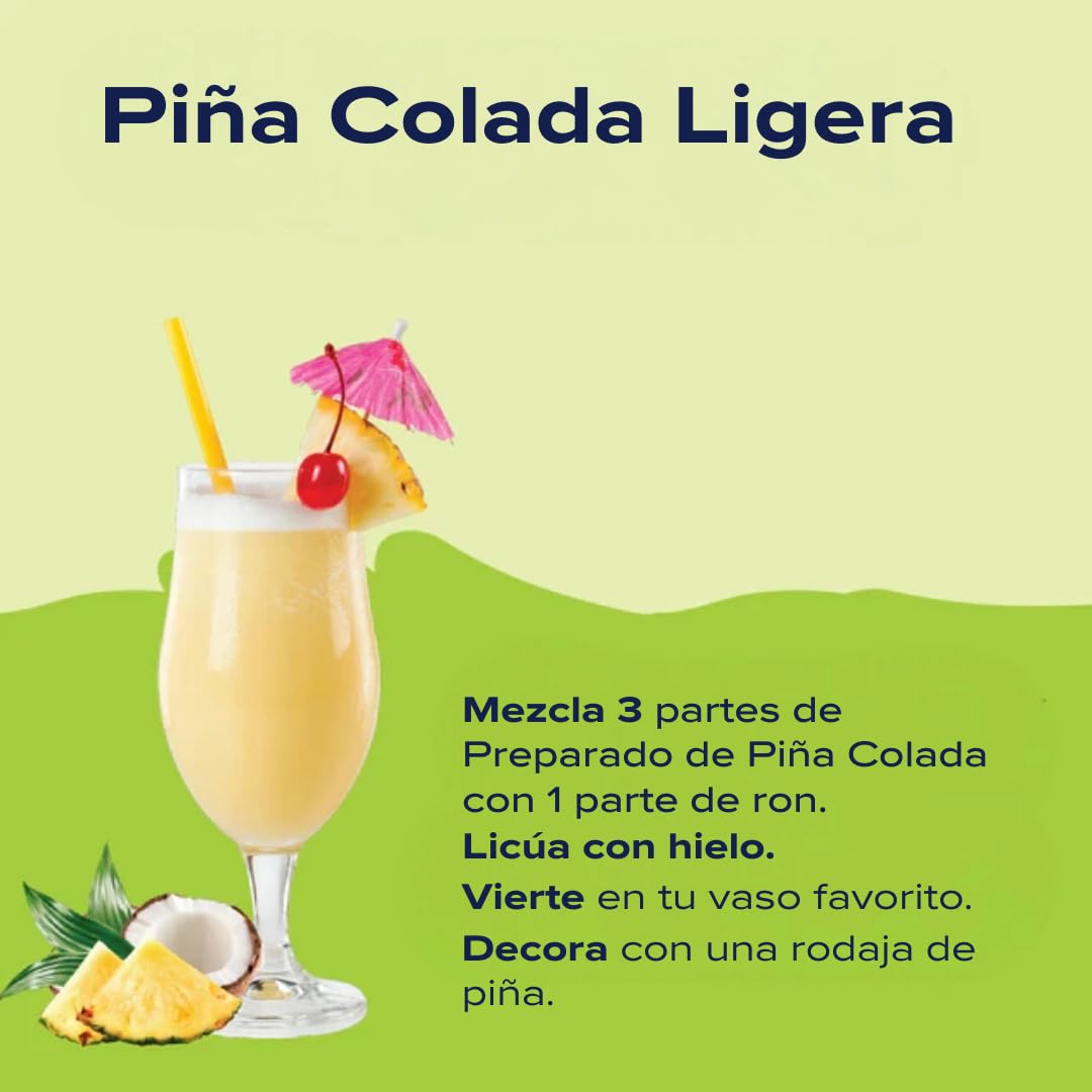 Jordan's Skinny Mixes Pina Colada tropical scene image suggests quick flavorful drink ideas