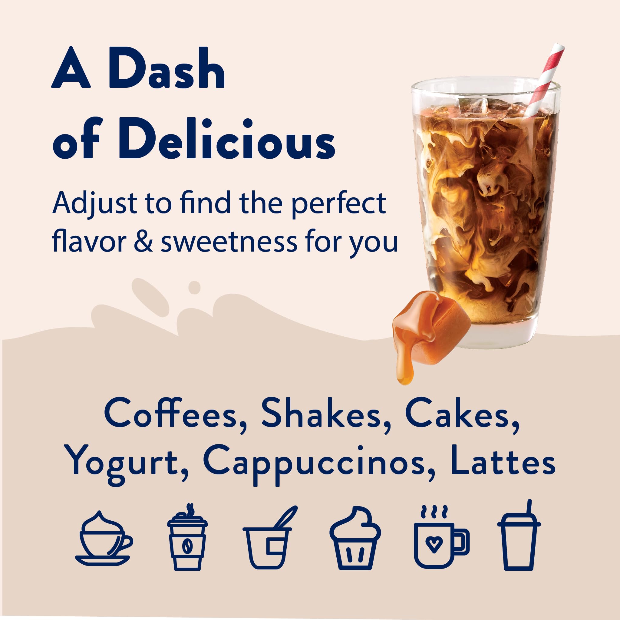 Jordan's Skinny Mixes caramel syrup in a cocktail glass blends with other ingredients