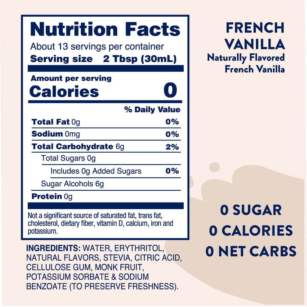 Jordan's Skinny Mixes sugar free French Vanilla syrup latte cup adds flavor with zero sugar