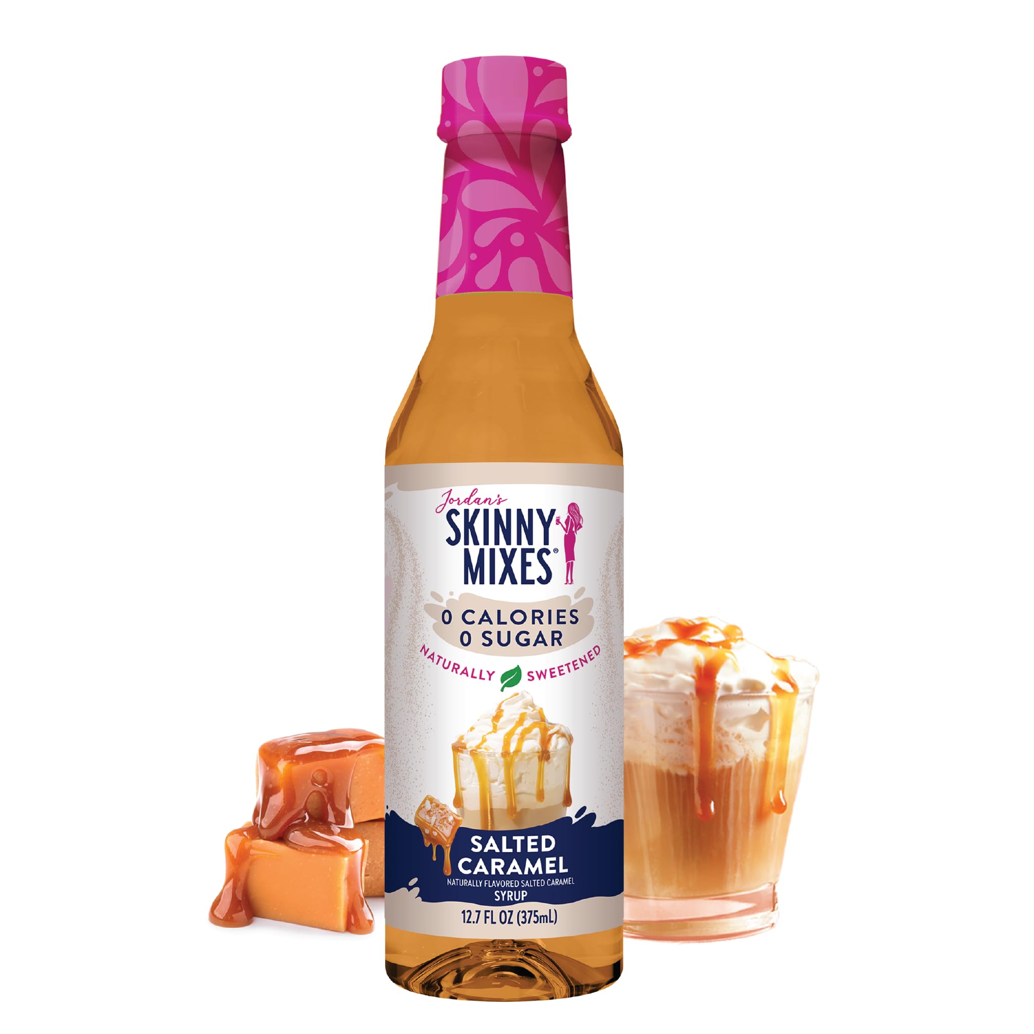 Jordan's Skinny Mixes Sugar Free Salted Caramel bottle: bold flavor for coffee without sugar