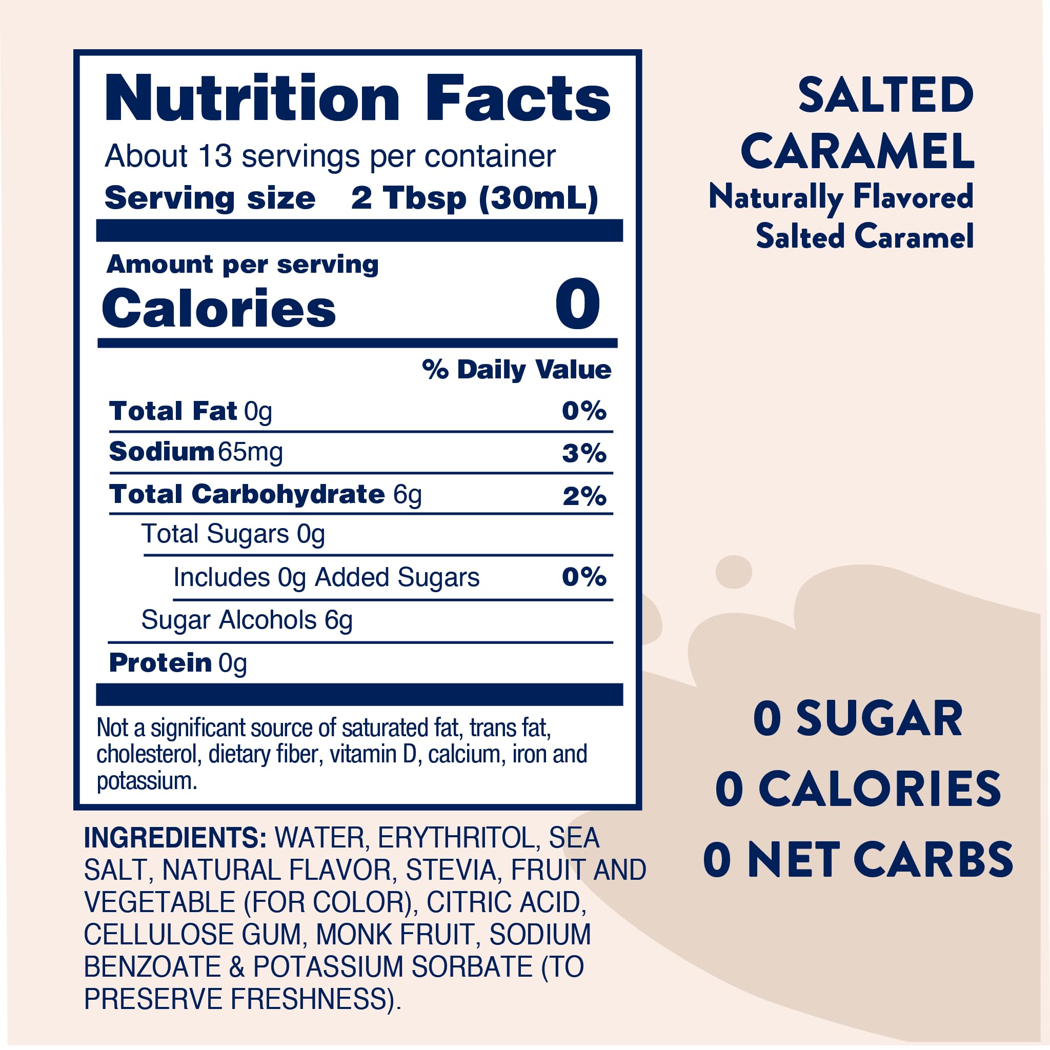 Jordan's Skinny Mixes Sugar Free Salted Caramel pour adds smooth, zero-calorie sweetness to lattes