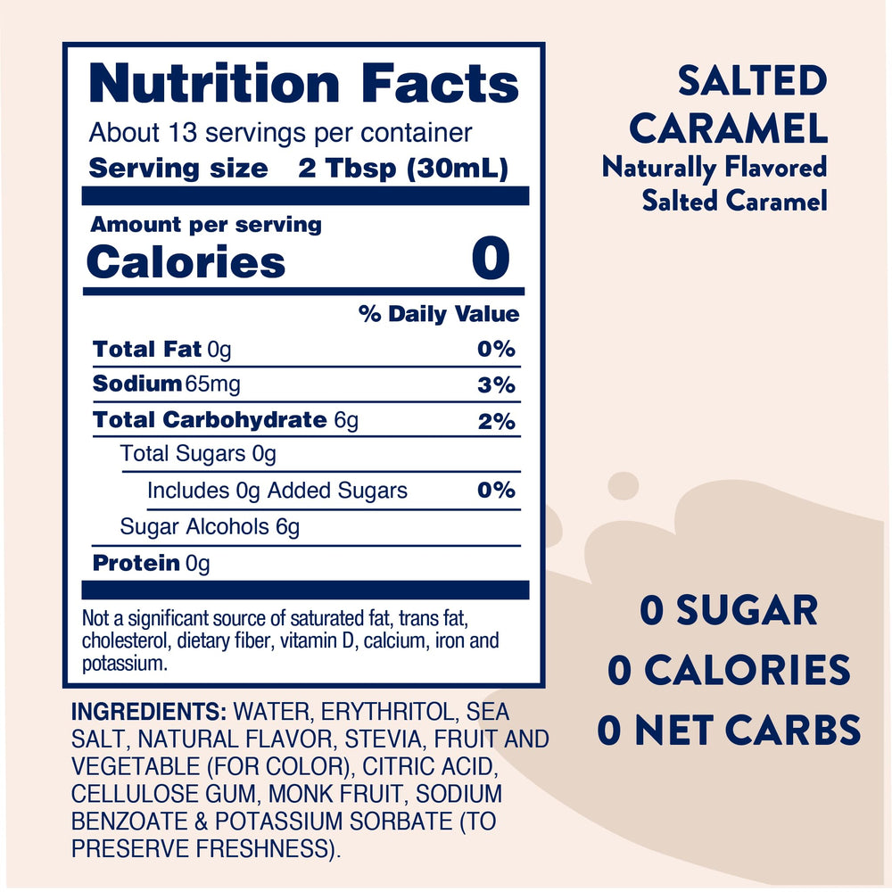 Jordan's Skinny Mixes Sugar Free Salted Caramel pour adds smooth, zero-calorie sweetness to lattes