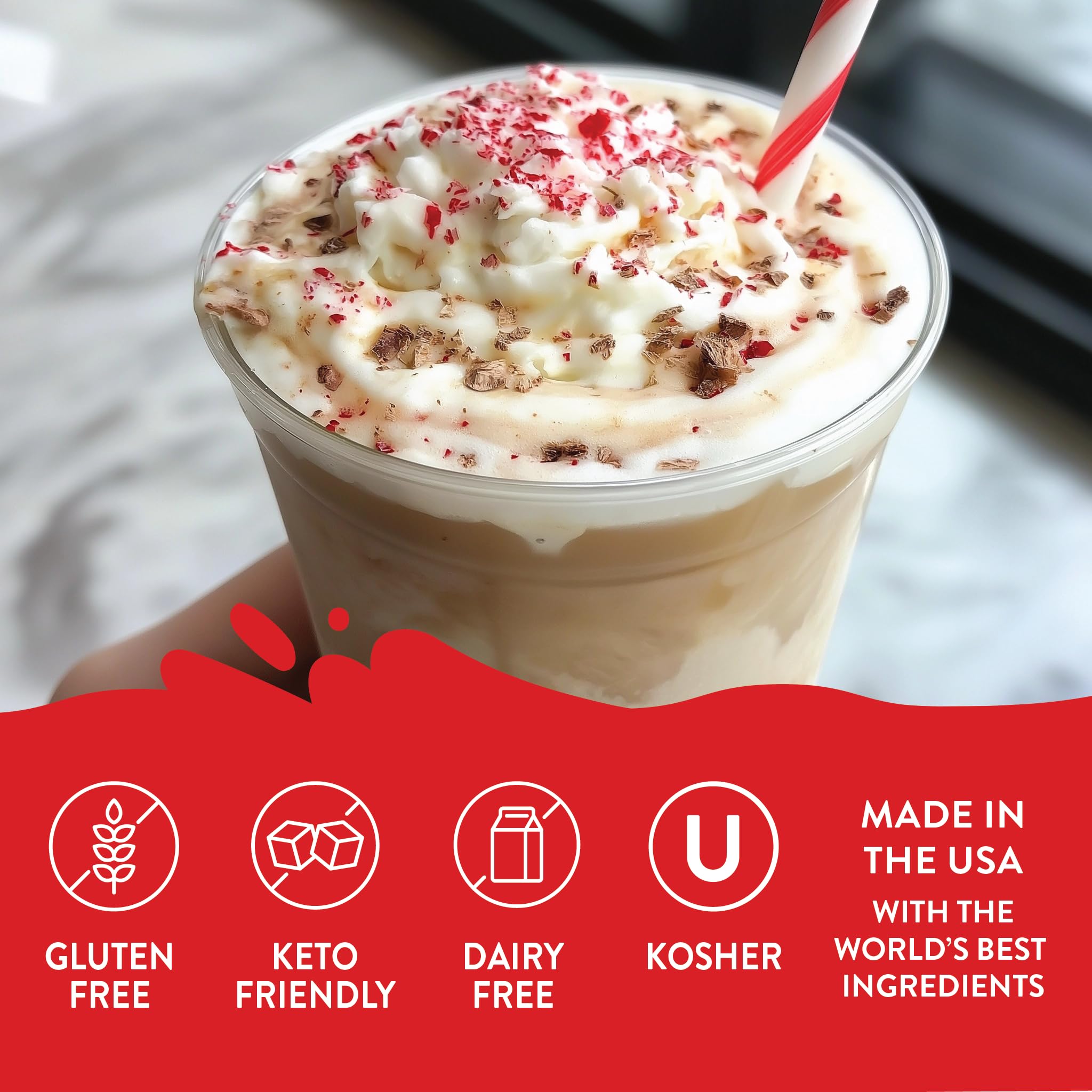 Jordan's Skinny Mixes white chocolate peppermint syrup adds holiday flavor to coffee.