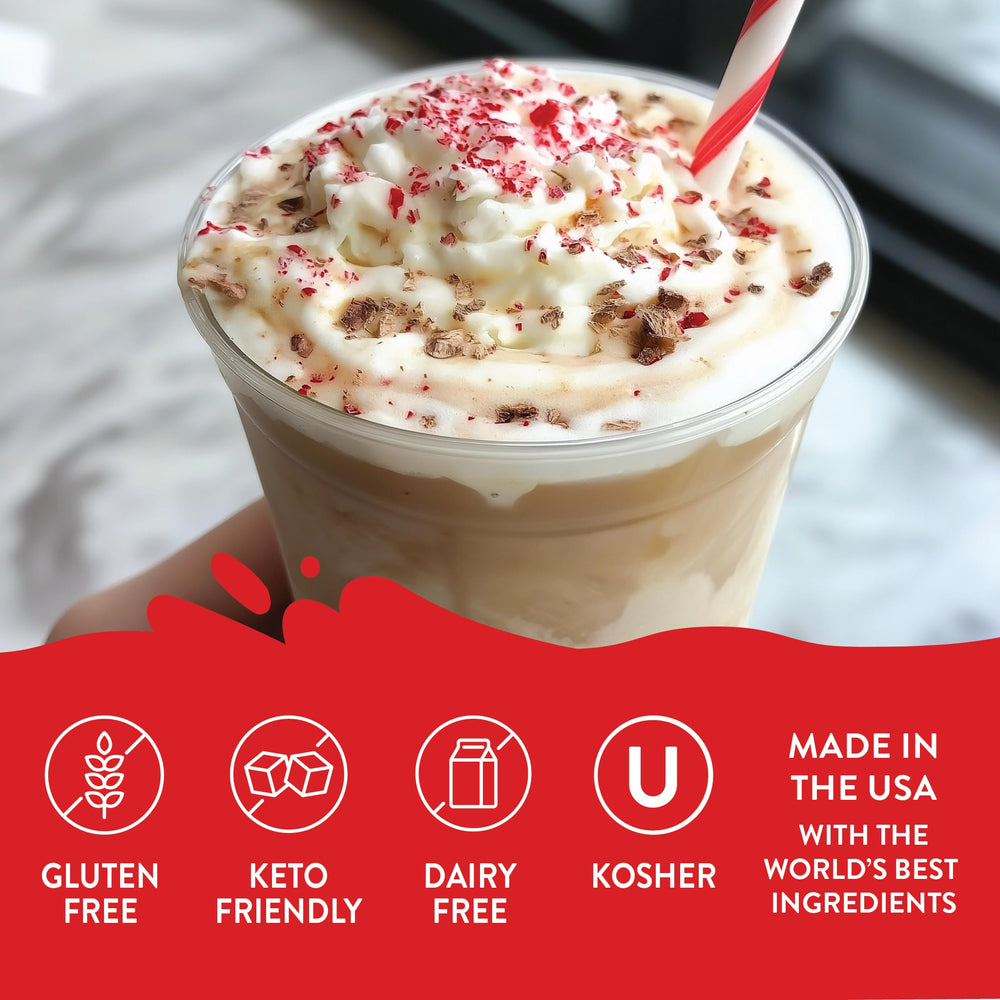 Jordan's Skinny Mixes white chocolate peppermint syrup adds holiday flavor to coffee.