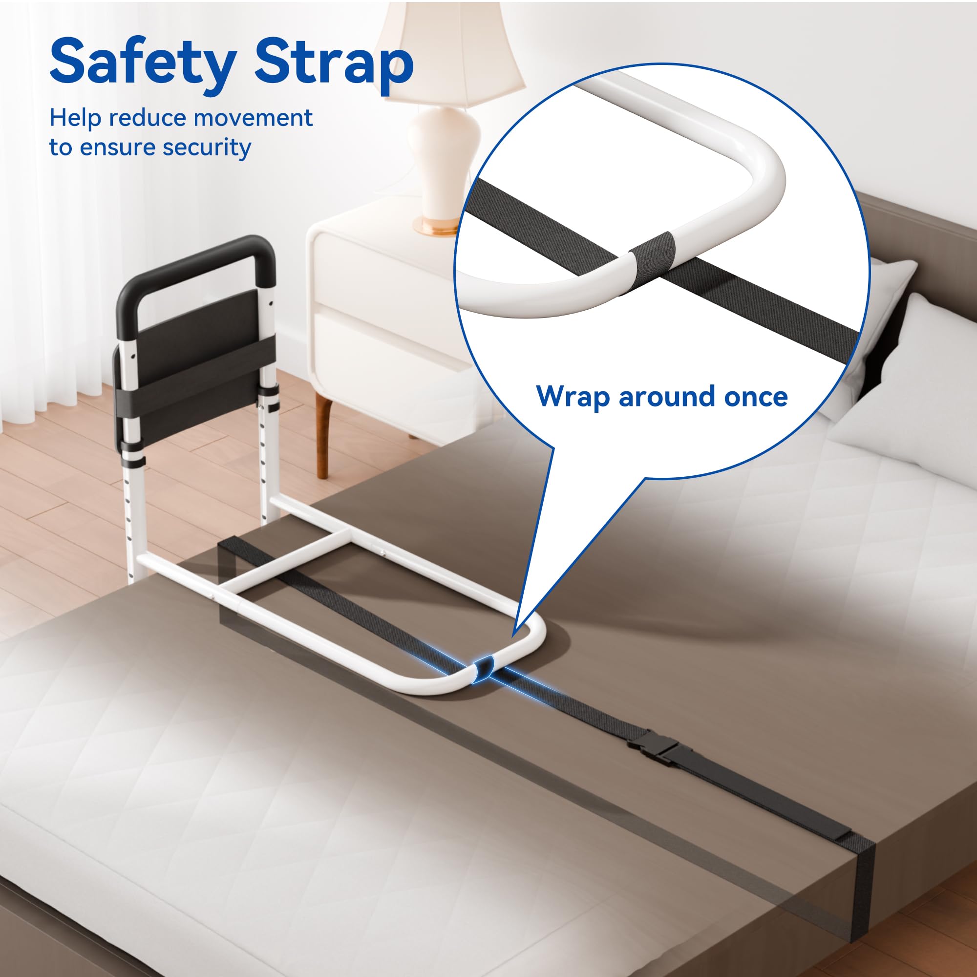 Josmimic storage pocket keeps essentials within reach beside the bed.