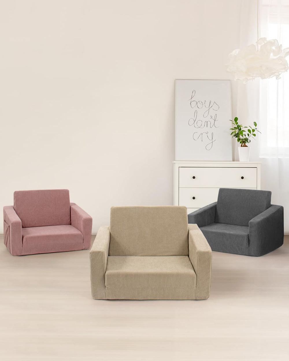 Jouha Toddle Chair grey color complements nurseries and playrooms.