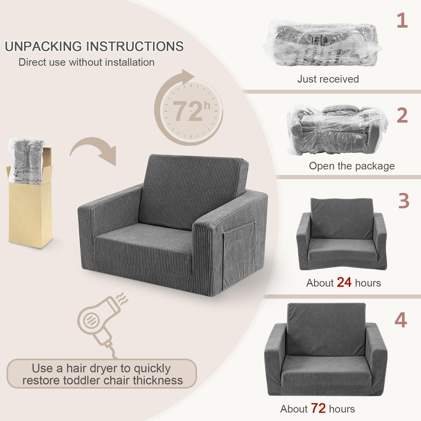 Jouha Toddle Chair safe design with no sharp edges for kids.