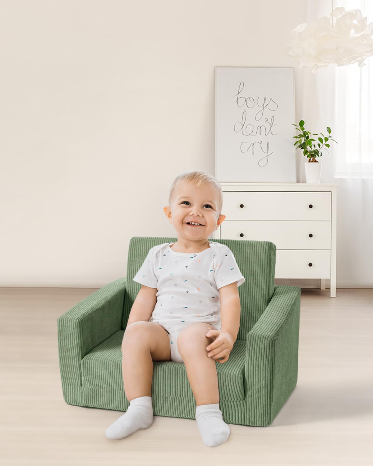 Jouha Toddler Chair reclining function green, ideal for cozy lounging and quiet play.