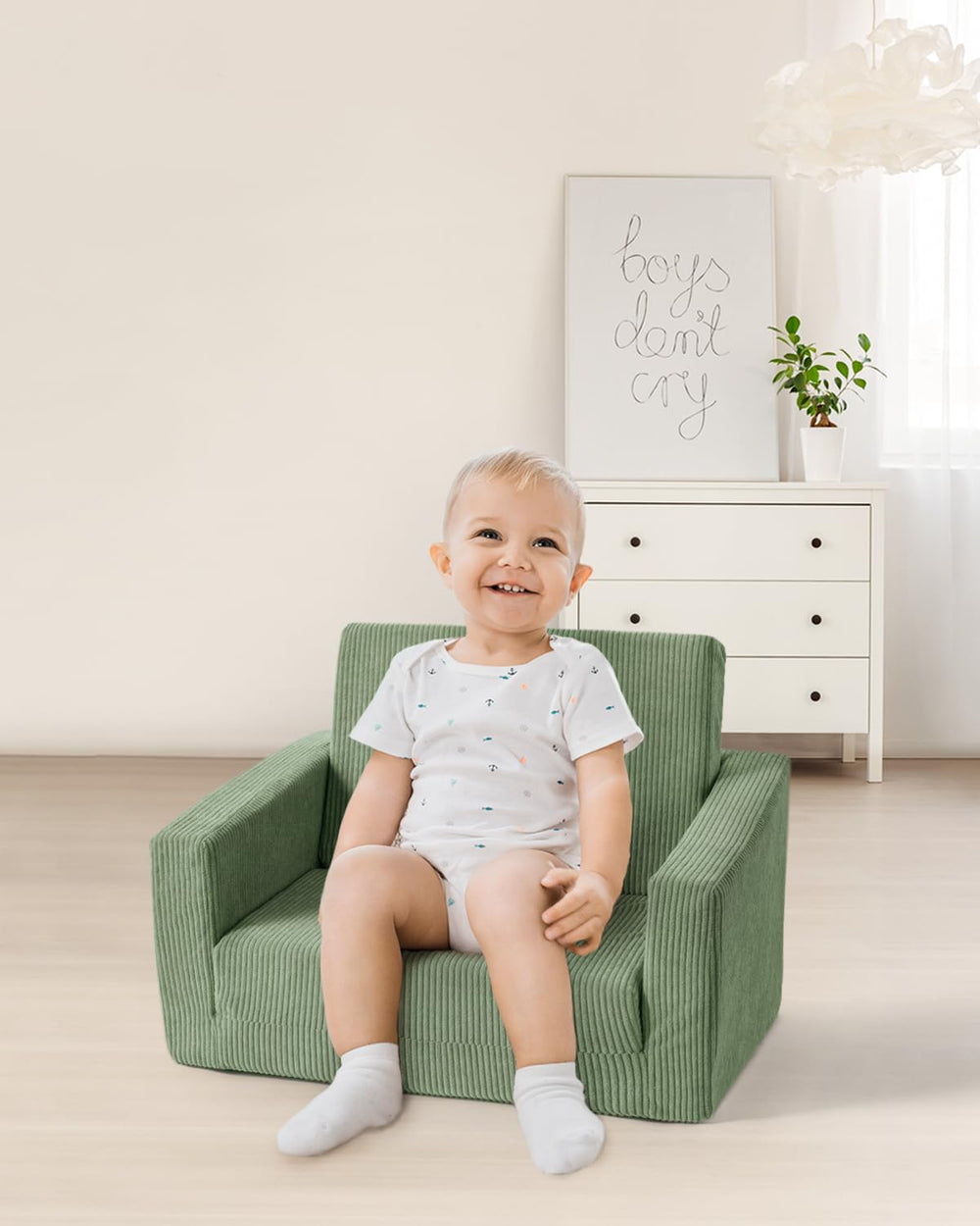 Jouha Toddler Chair reclining function green, ideal for cozy lounging and quiet play.