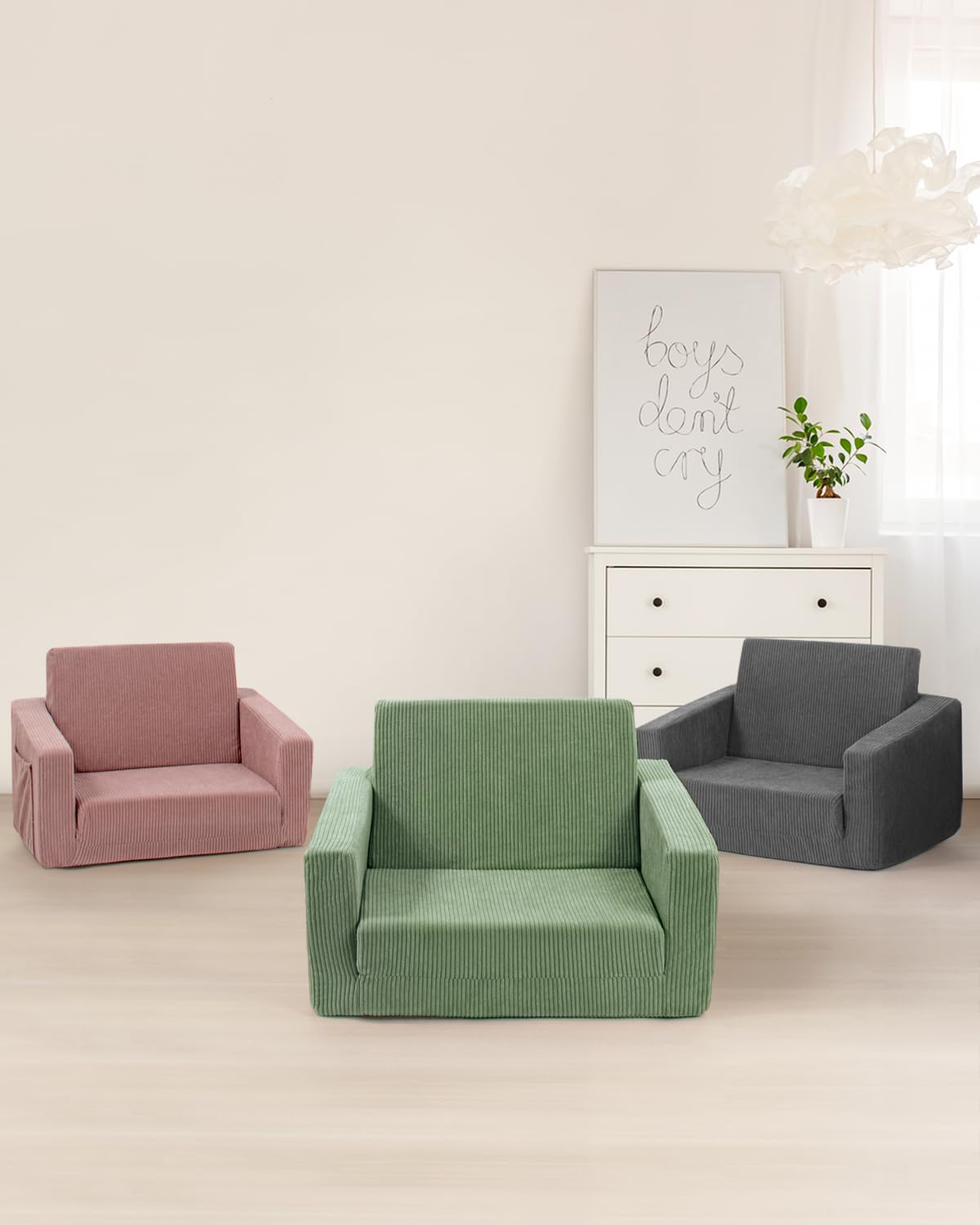 Jouha Toddler Chair removable cover green for machine washing.