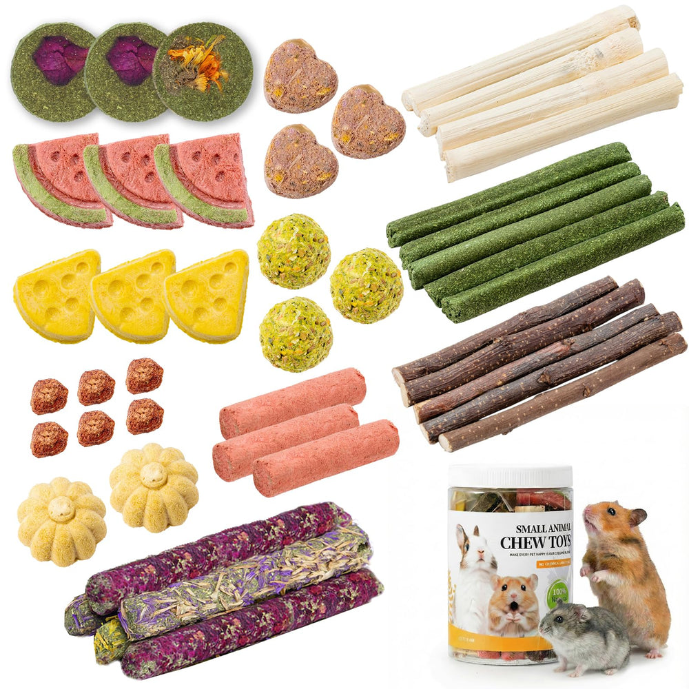 JOUSONTY hamster chew toys with apple sticks support natural chewing and dental upkeep