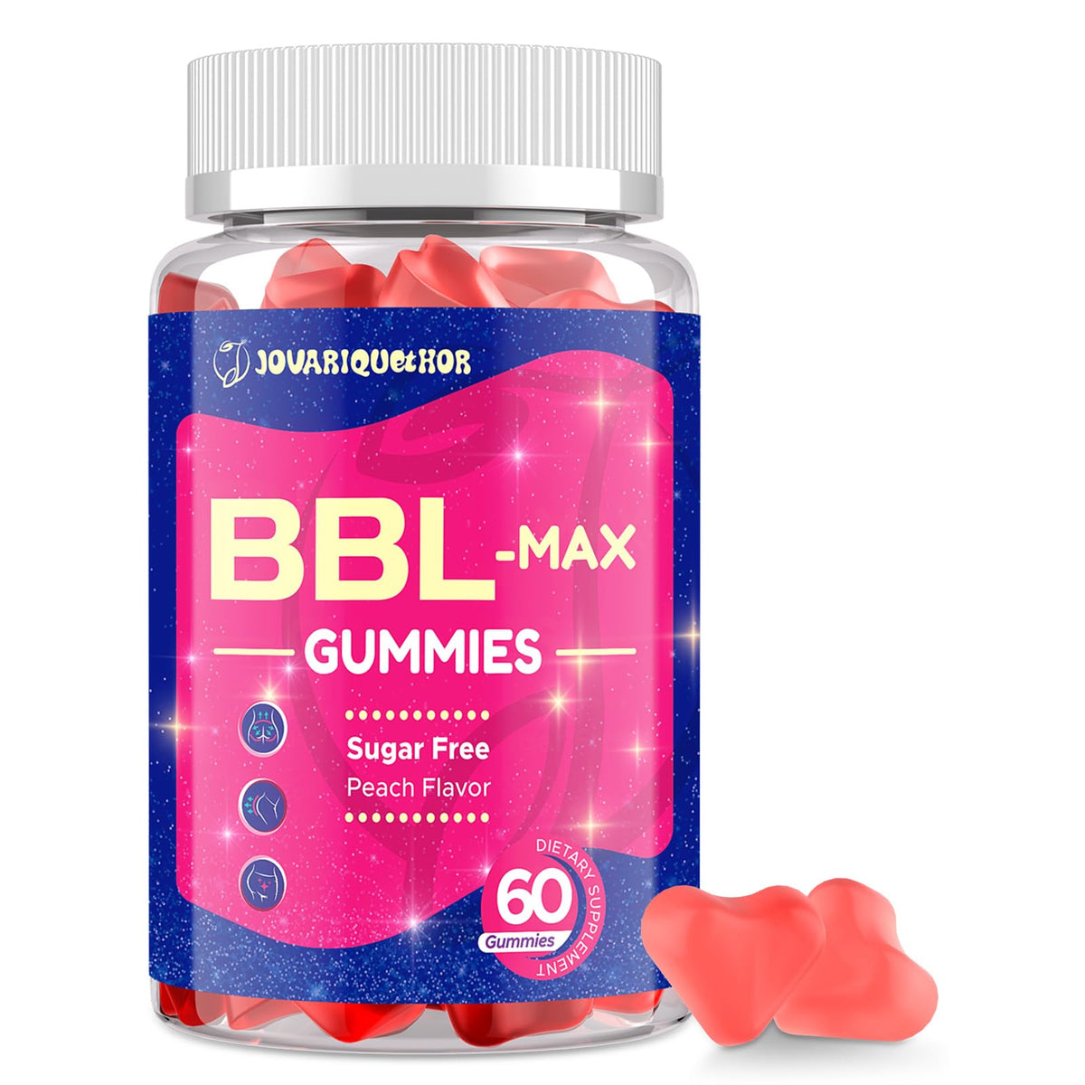 Jovariquethor Booty Gummies peach bottle for daily wellness support