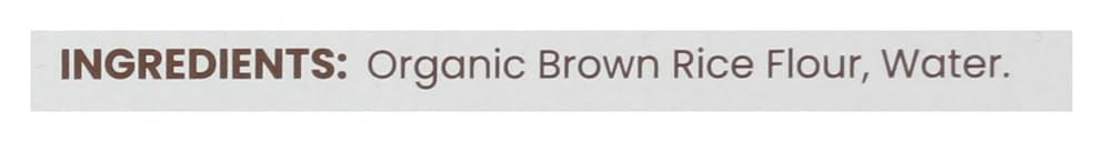Jovial brown rice capellini pasta ingredients close-up shows two-ingredient formula