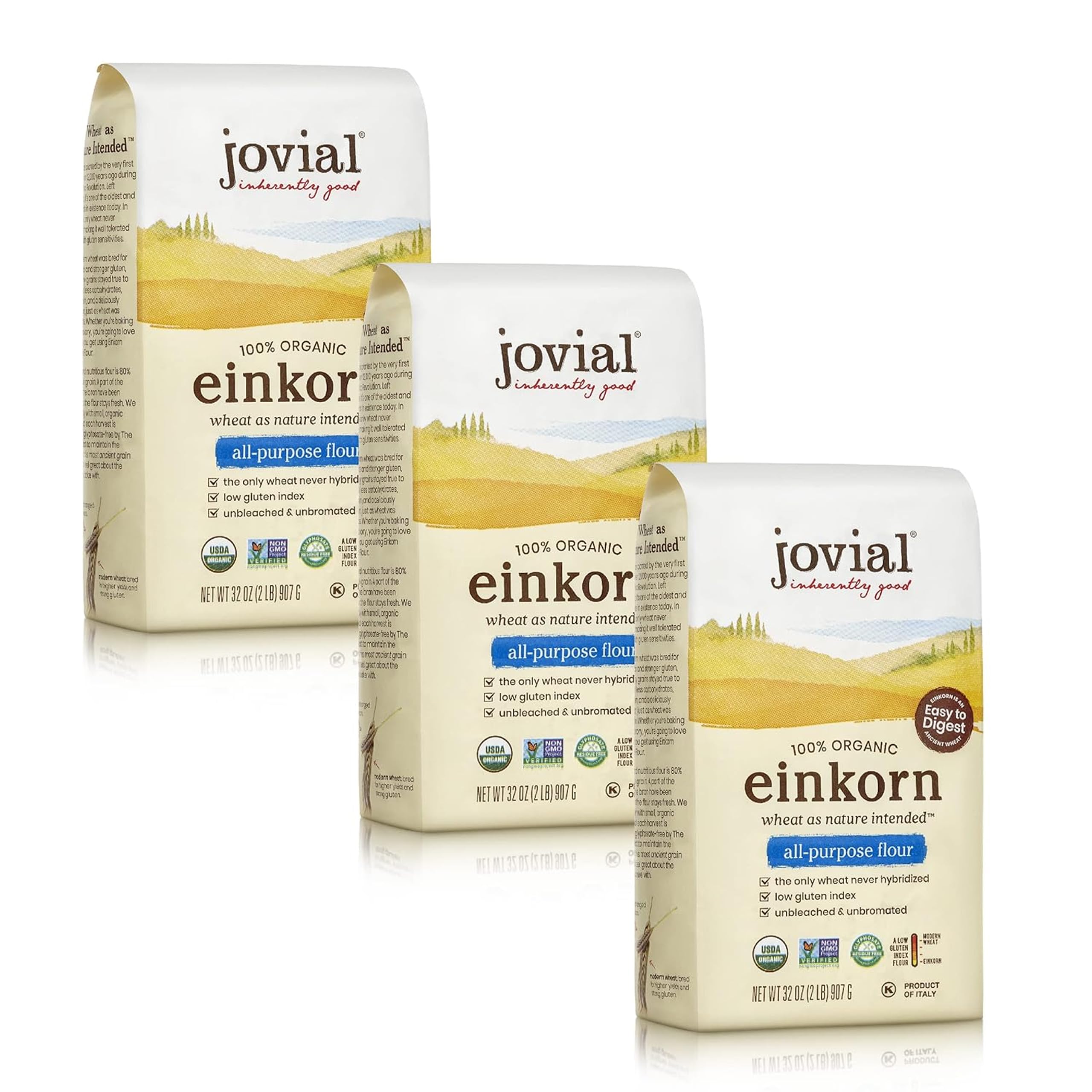 Jovial Einkorn flour bag 32oz ready for bread and pizza dough.