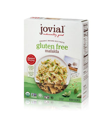 Jovial Mafalda brown rice pasta package highlighting gluten-free whole grain pasta