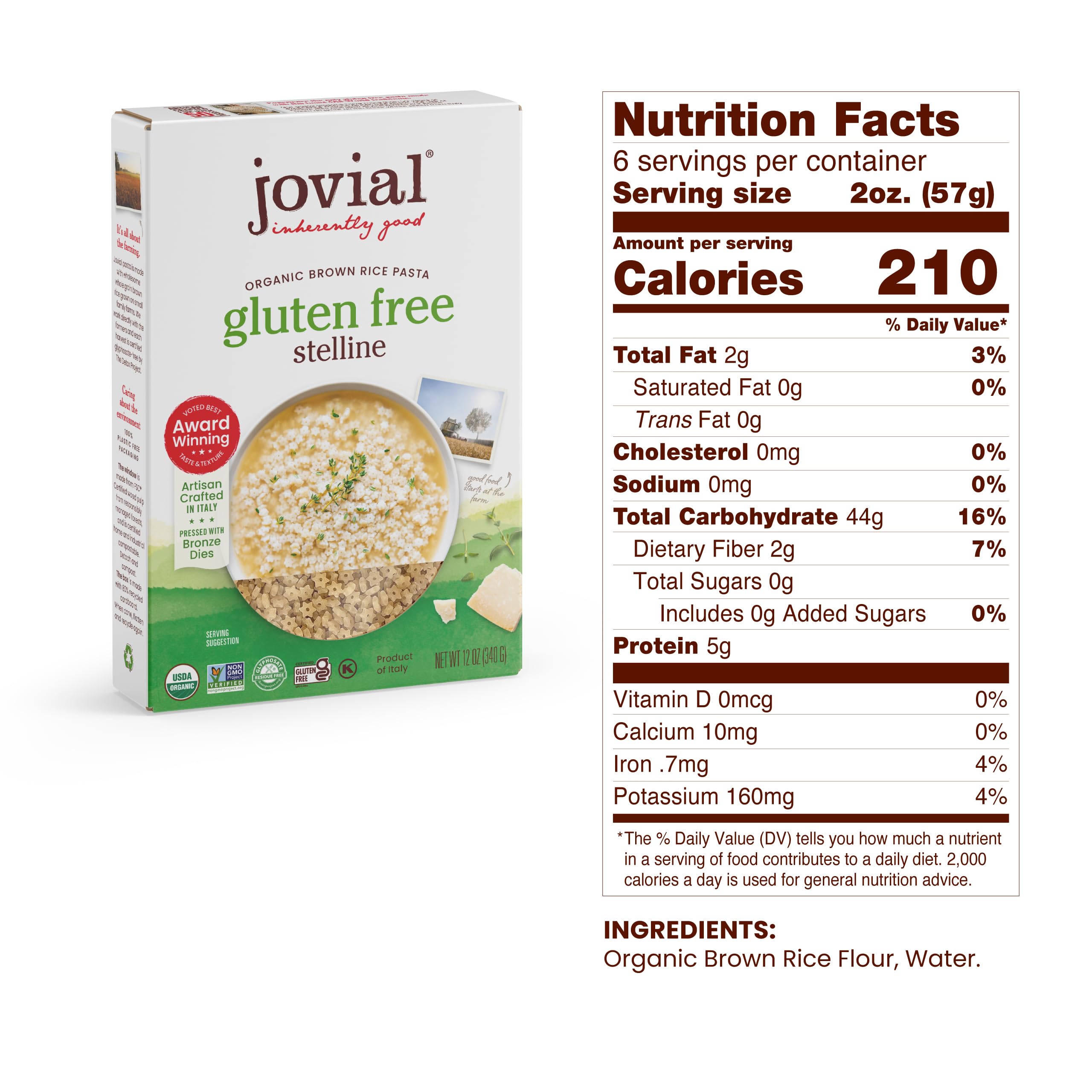 Organic brown rice pasta with a simple one ingredient base for gluten-free meals.