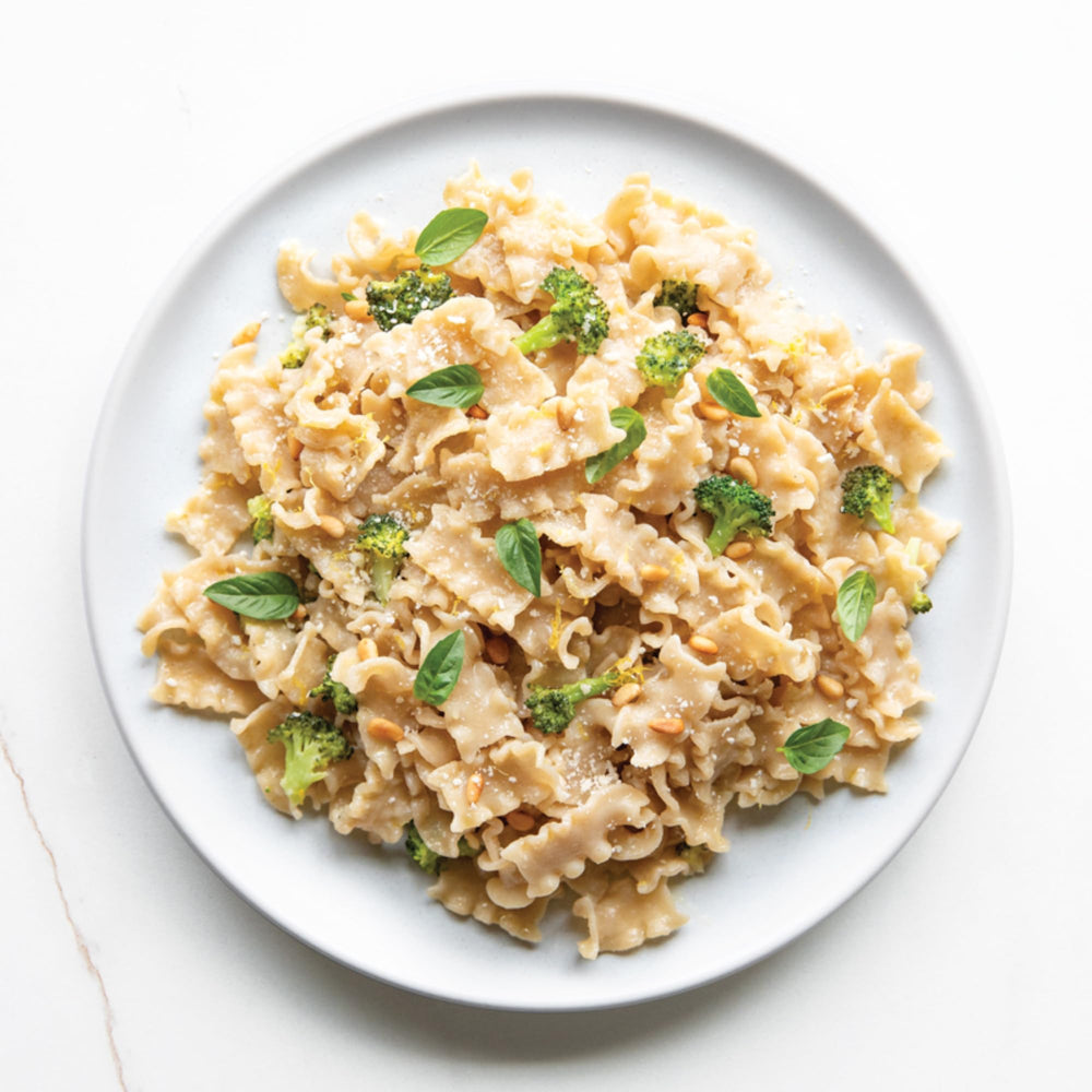 Jovial two-ingredient brown rice pasta showcased in a simple ingredient list