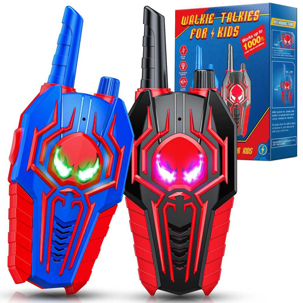 JovialToyz walkie talkie for kids with ergonomic design for easy grip during play.