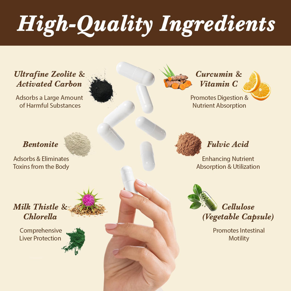 Organic activated charcoal and bentonite capsules by Jovianoy highlight detox ingredients
