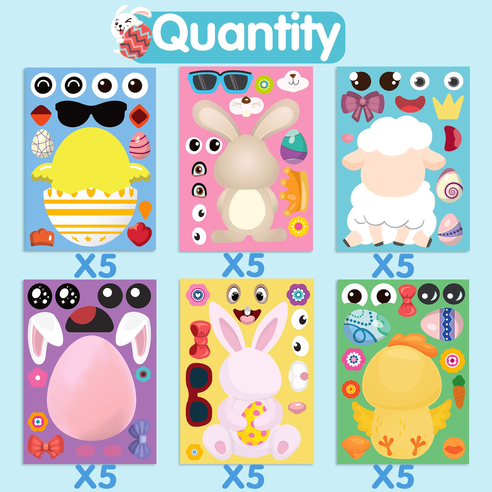 Joy Bang make-your-own Easter stickers with creative egg design options for kids.