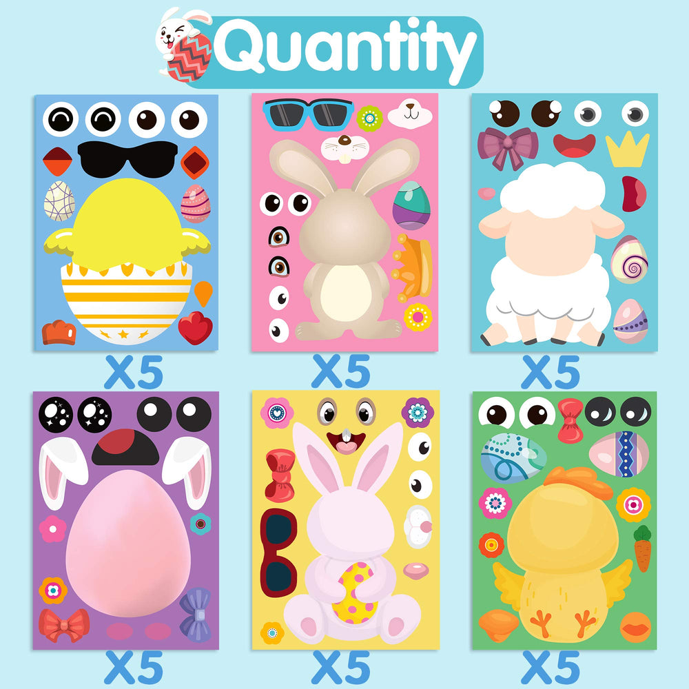 Joy Bang make-your-own Easter stickers with creative egg design options for kids.