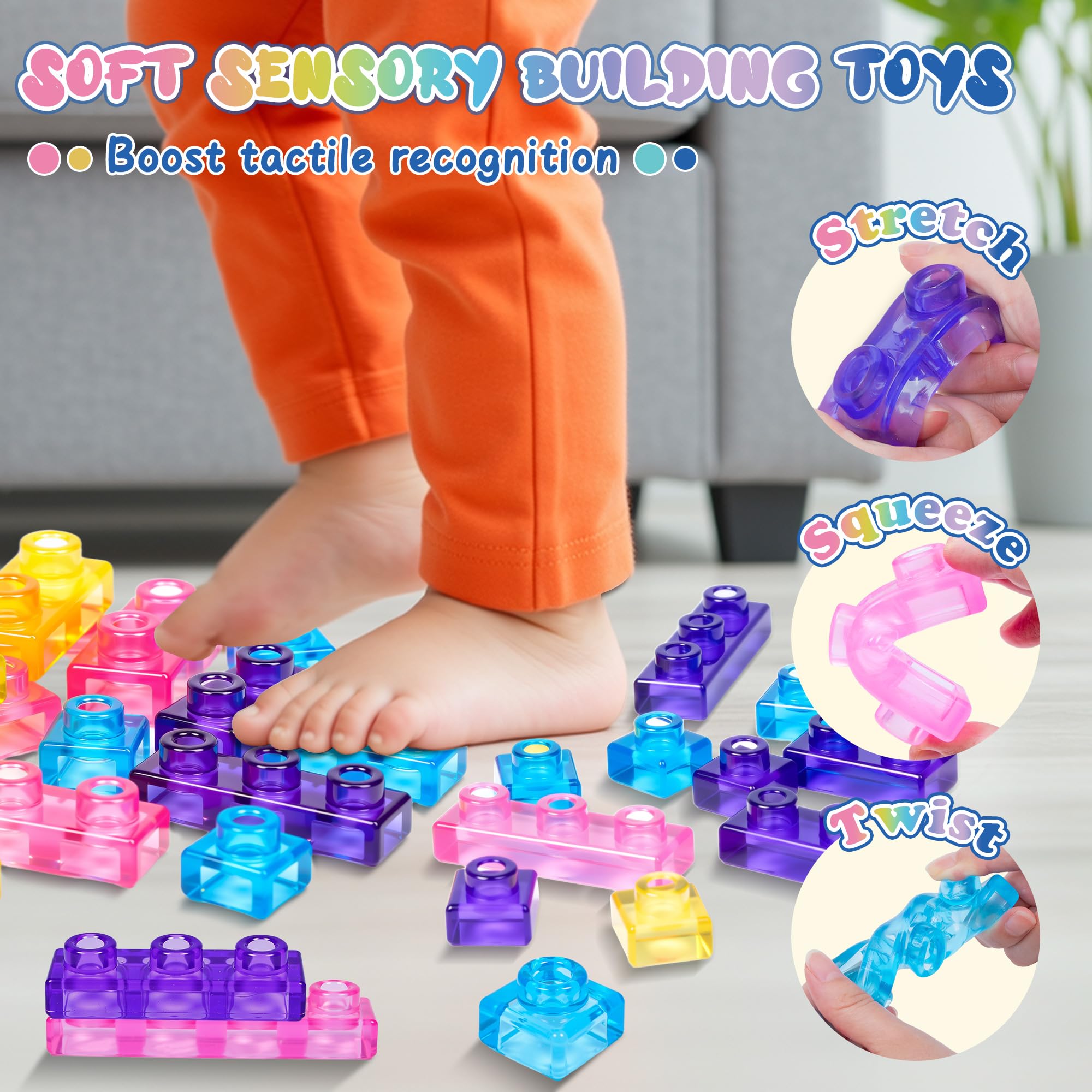 JOY SPOT! Interlocking blocks for tower building and imaginative play.