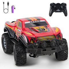 JOYBLI remote control off-road truck front view demonstrates precise steering on varied surfaces