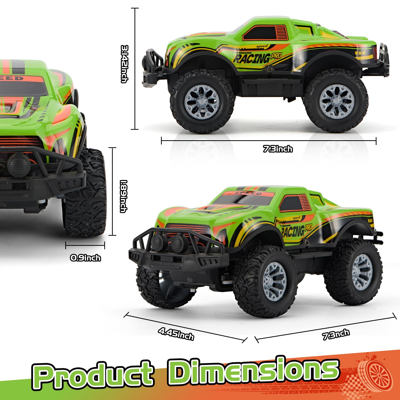 JOYBLI remote control off-road truck rear view highlights rugged bumper for obstacle handling.