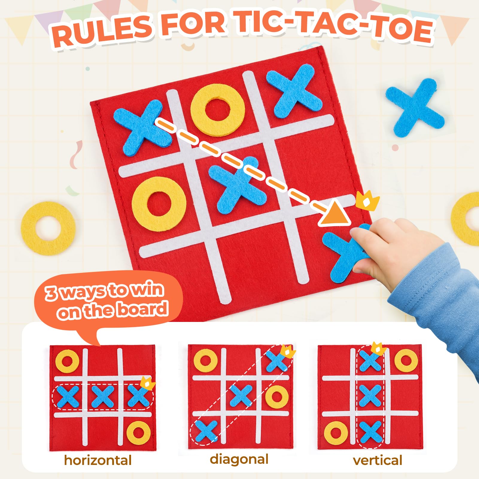 JoyCat travel-friendly tic tac toe offers mess-free fun on the go.