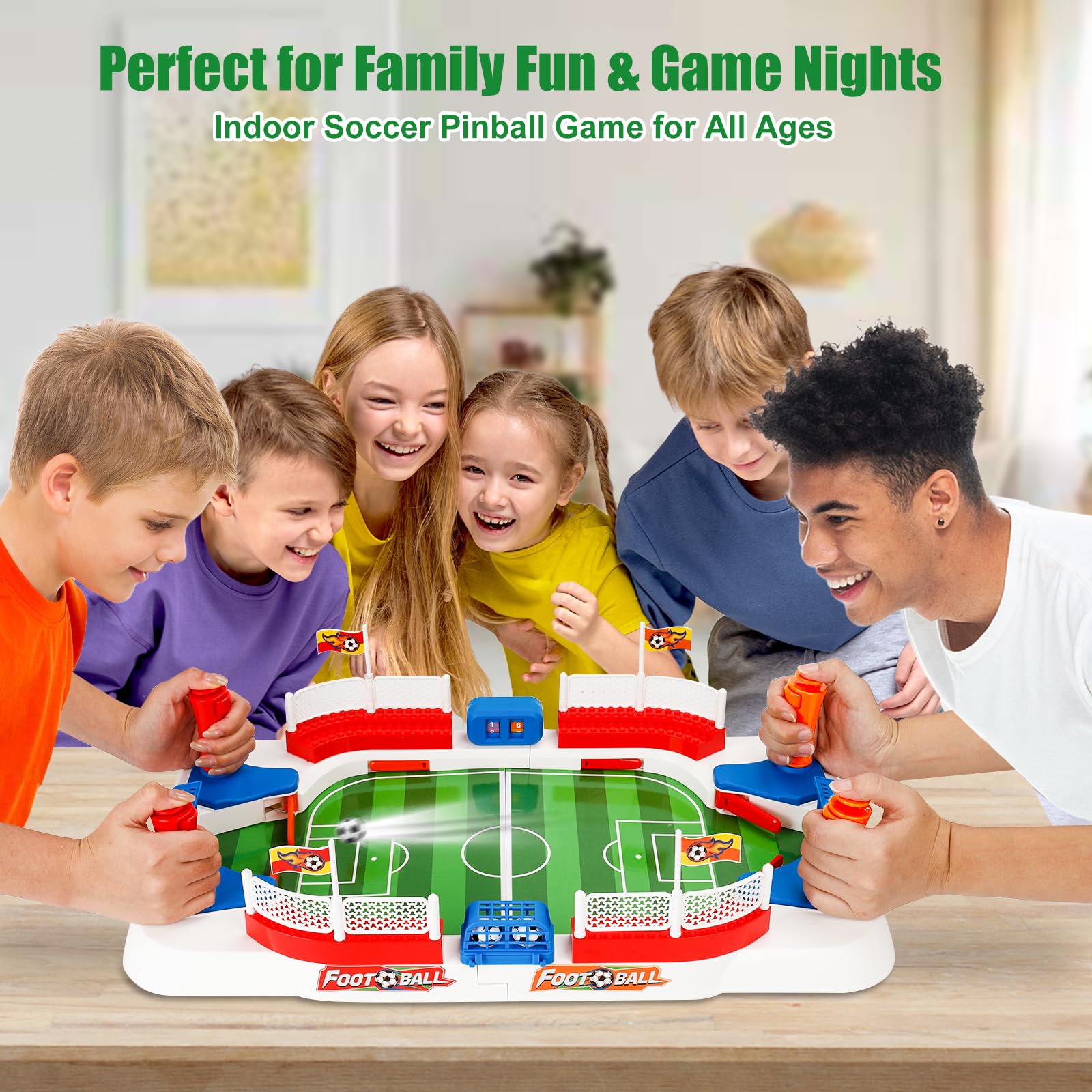 Joyddo mini foosball table ABS plastic construction ensures durability.