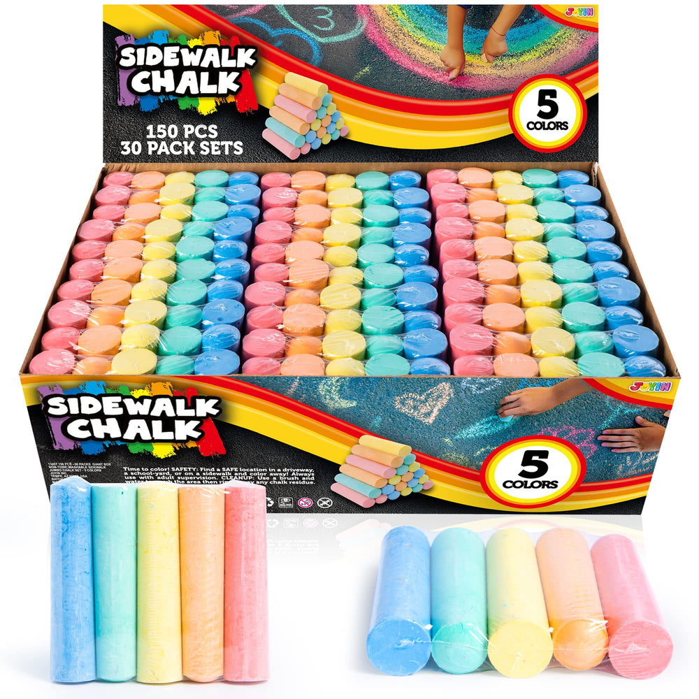 JOYIN 150 Pcs Sidewalk Chalk Set in a giant box for outdoor art